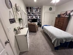 View of the massage room from the doorway